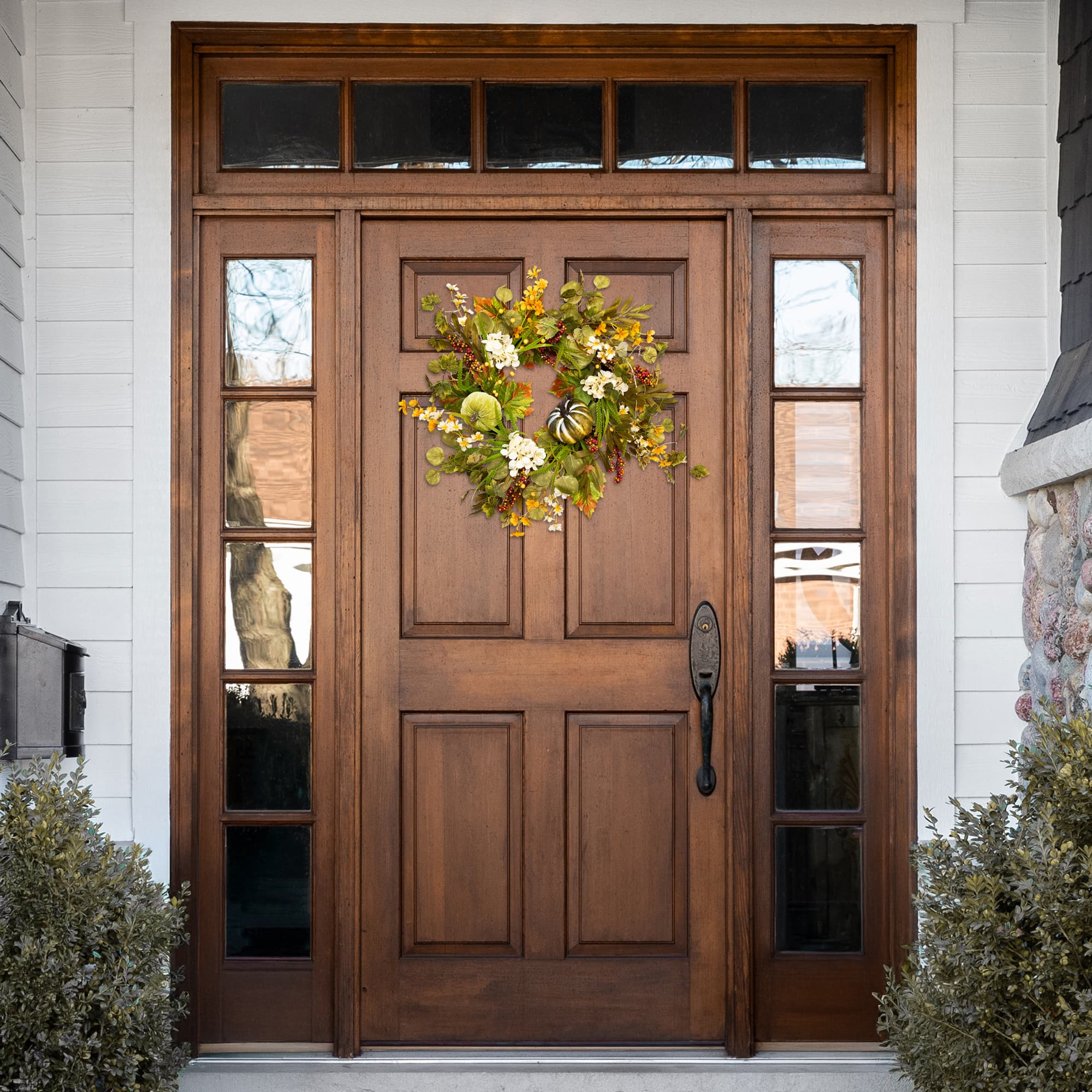 24" Pumpkins & Berries Artificial Fall Harvest Twig Wreath